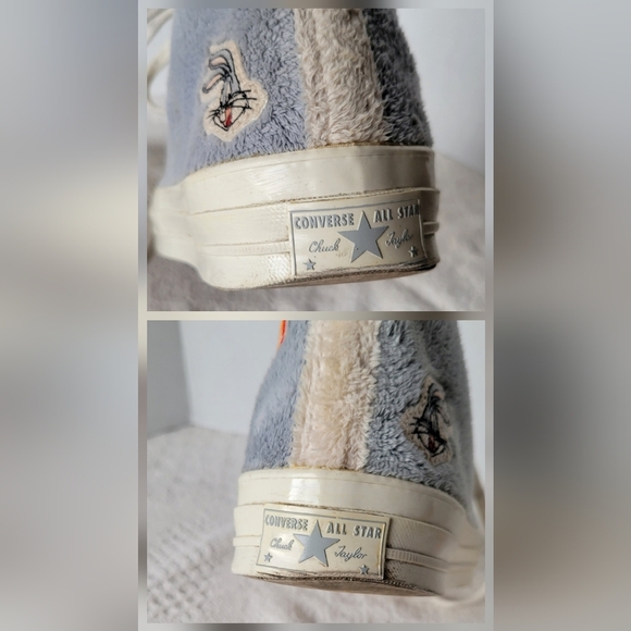 Converse Grey and Off-White Looney Tunes Edition Chuck 70 High Sneakers - Picture 12 of 15
